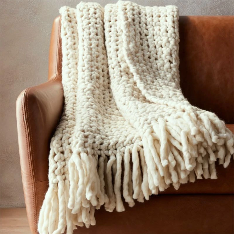 Overlook White Chunky Knit Throw Blanket 3 Overlook White Chunky Knit Throw Blanket