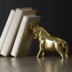 Pascal The Bull Gold Doorstop-Bookend 10 Pascal The Bull Gold Doorstop-Bookend -Home Store PascalGoldBullDoorstopAVSHF18