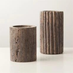 Pietra Grey Travertine Pillar Candle Holder Small -Home Store PietraTrvrtnPllrHolderGroupFHF22
