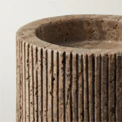 Pietra Grey Travertine Pillar Candle Holder Small -Home Store PietraTrvrtnPllrHolderSmAV2SHF22