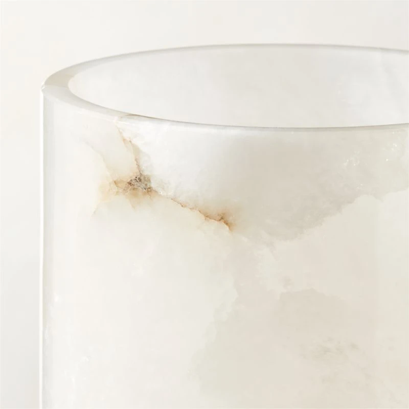 Poe White Alabaster Pillar Candle Holder Small 6 Poe White Alabaster Pillar Candle Holder Small - Image 5