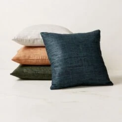 Raj Blue Silk Throw Pillow With Down-Alternative Insert 20'' 7 Raj Blue Silk Throw Pillow With Down-Alternative Insert 20'' -Home Store RajPillowGroupFHS23