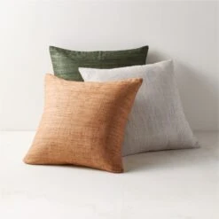 Raj Tawny Brown Silk Throw Pillow With Feather-Down Insert 20" -Home Store RajSilkPillowGroupFHF22