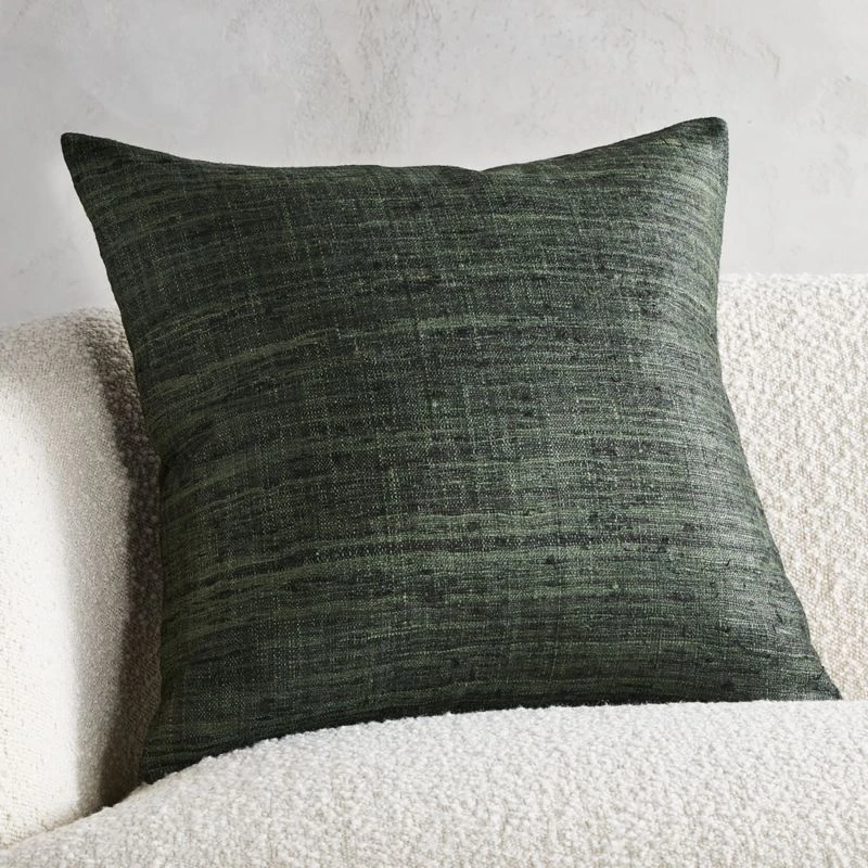 Raj Green Silk Throw Pillow With Feather-Down Insert 20" 3 Raj Green Silk Throw Pillow With Feather-Down Insert 20"