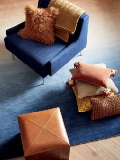 Shorn Camel Brown Sheepskin Fur Throw Pillow With Down-Alternative Insert 18" -Home Store RegentNavyPlaidWingbackAG19