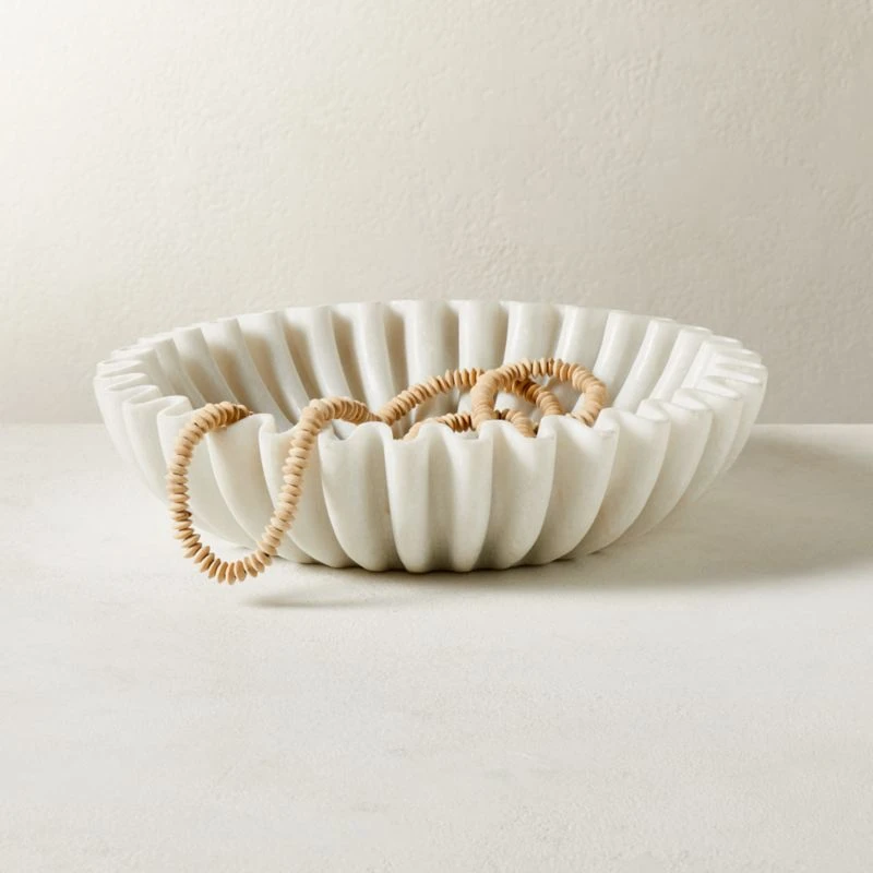 Reve Round Fluted White Marble Bowl 4 Reve Round Fluted White Marble Bowl - Image 2