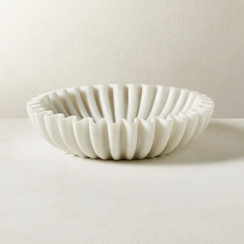 Reve Round Fluted White Marble Bowl 3 Reve Round Fluted White Marble Bowl