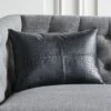 Rue Black Leather Throw Pillow With Down-Alternative Insert 18"x12" 1 Rue Black Leather Throw Pillow With Down-Alternative Insert 18"x12" -Home Store RueLthrBlkPillow18X12inSHF21