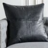 Rue Black Leather Throw Pillow With Down-Alternative Insert 23" 1 Rue Black Leather Throw Pillow With Down-Alternative Insert 23" -Home Store RueLthrBlkPillow23X23inSHF21