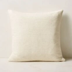 Seca Ivory Silk Throw Pillow With Down-Alternative Insert 20'' -Home Store SecaBleachedPillow20inAV2SHS23