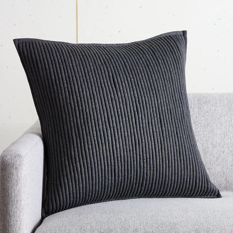 Sequence Dark Grey Throw Pillow With Feather-Down Insert 20" 3 Sequence Dark Grey Throw Pillow With Feather-Down Insert 20"