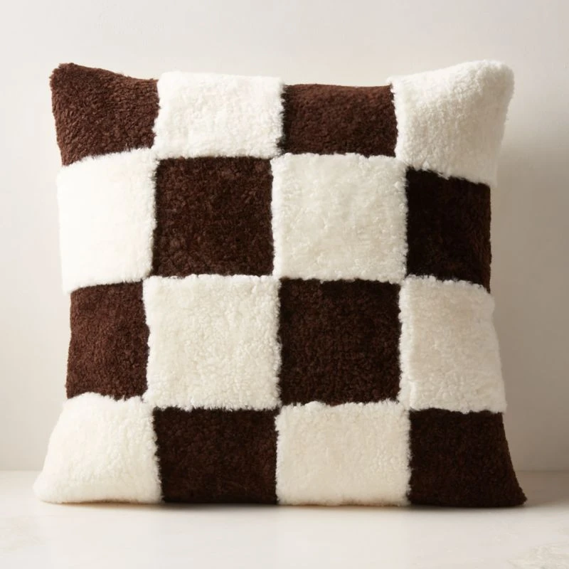Shae Brown And White Sheepskin Fur Throw Pillow With Down-Alternative Insert 23'' 3 Shae Brown And White Sheepskin Fur Throw Pillow With Down-Alternative Insert 23''
