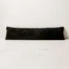Shorn Black Sheepskin Fur Throw Pillow With Down-Alternative Insert 48''x12''