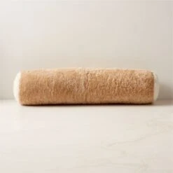 Light Brown Sheepskin Fur Bolster Pillow