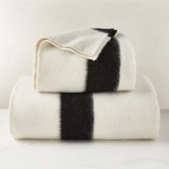 Siempre Ivory And Black Stripe Alpaca Full/Queen Blanket -Home Store SiempreAlpcIvryBkBlanketSHS22