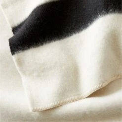 Siempre Ivory And Black Stripe Alpaca Full/Queen Blanket -Home Store SiempreAlpcIvryBkBlnktFQAVSHS22