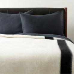 Siempre Ivory And Black Stripe Alpaca Full/Queen Blanket