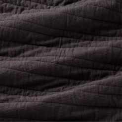 Siza Organic Cotton Black Quilt And Pillow Shams -Home Store SizaOrgCttnBlkFQQuiltROF23