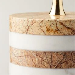 Stacked Marble And Brass Pillar Candle Holder Small -Home Store StackedMrblStandSmallAV2SHF22