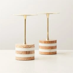 Stacked Marble And Brass Pillar Candle Holder Small -Home Store StackedMrblStandSmallAV3SHF22