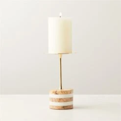 Stacked Marble And Brass Pillar Candle Holder Small -Home Store StackedMrblStandSmallAVSHF22