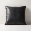 Tack Black Leather Throw Pillow With Down-Alternative Insert 18" -Home Store TackLeatherPillow18x18SHS22