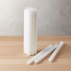 Set Of 12 White Taper Candles