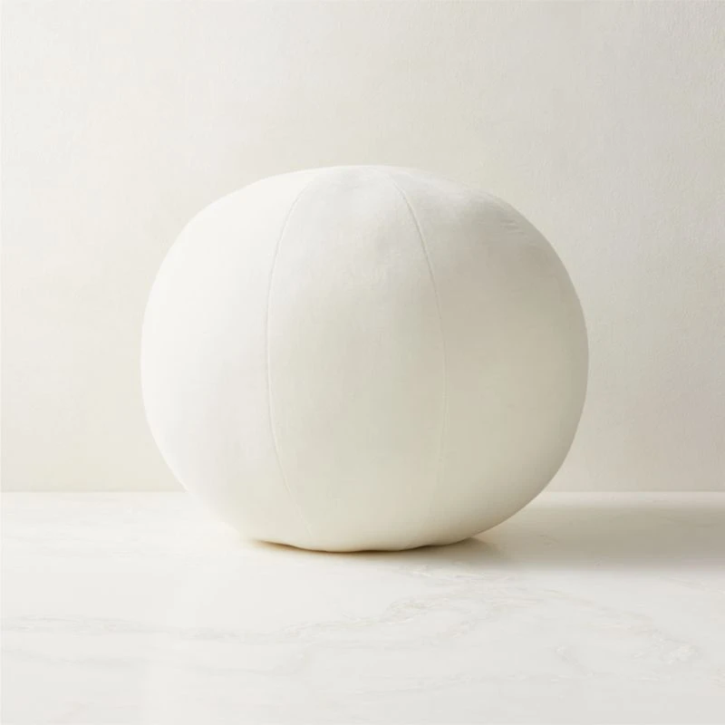 Terre Ivory White Velvet Sphere Throw Pillow 3 Terre Ivory White Velvet Sphere Throw Pillow