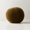 Terre Olive Green Velvet Sphere Throw Pillow