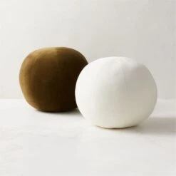 Terre Ivory White Velvet Sphere Throw Pillow 11 Terre Ivory White Velvet Sphere Throw Pillow -Home Store TerreVelvetPillowGroupFHS22