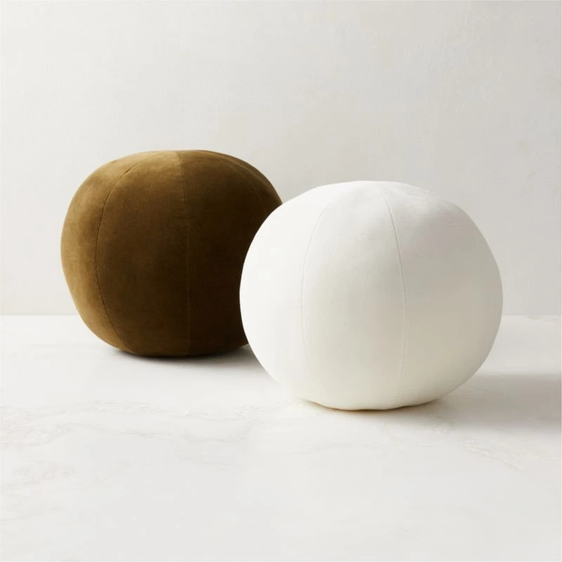 Terre Ivory White Velvet Sphere Throw Pillow 5 Terre Ivory White Velvet Sphere Throw Pillow - Image 3