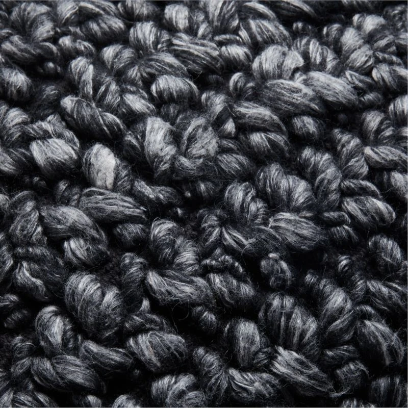 Tillie Black Wool Throw Pillow With Feather-Down Insert 20" 4 Tillie Black Wool Throw Pillow With Feather-Down Insert 20" - Image 3