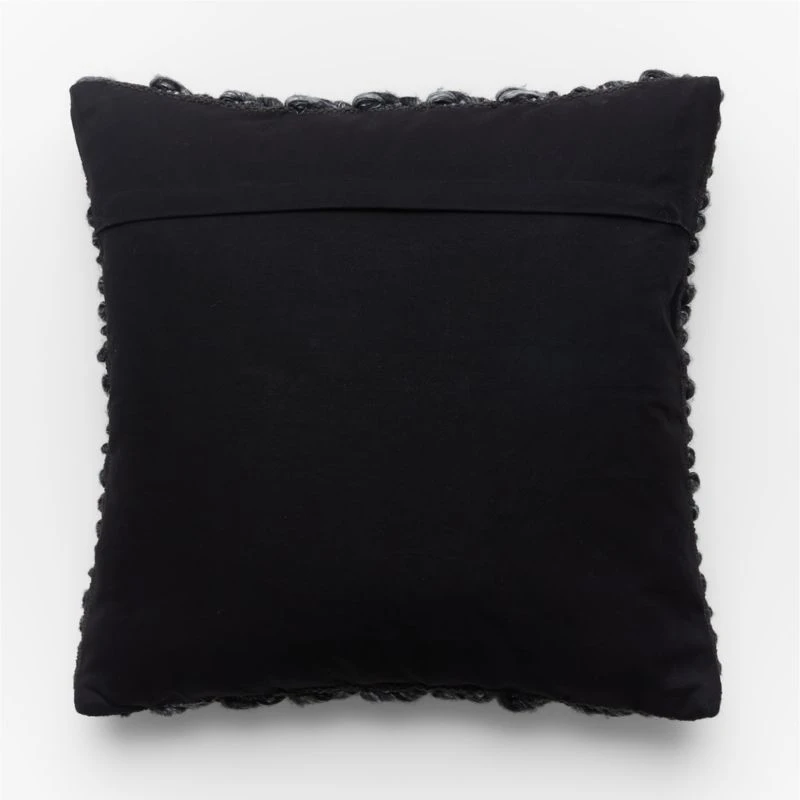 Tillie Black Wool Throw Pillow With Feather-Down Insert 20" 3 Tillie Black Wool Throw Pillow With Feather-Down Insert 20" - Image 2
