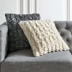 Tillie Ivory White Wool Throw Pillow With Feather-Down Insert 20" 10 Tillie Ivory White Wool Throw Pillow With Feather-Down Insert 20" -Home Store TillieWoolPillowGroupFHF21