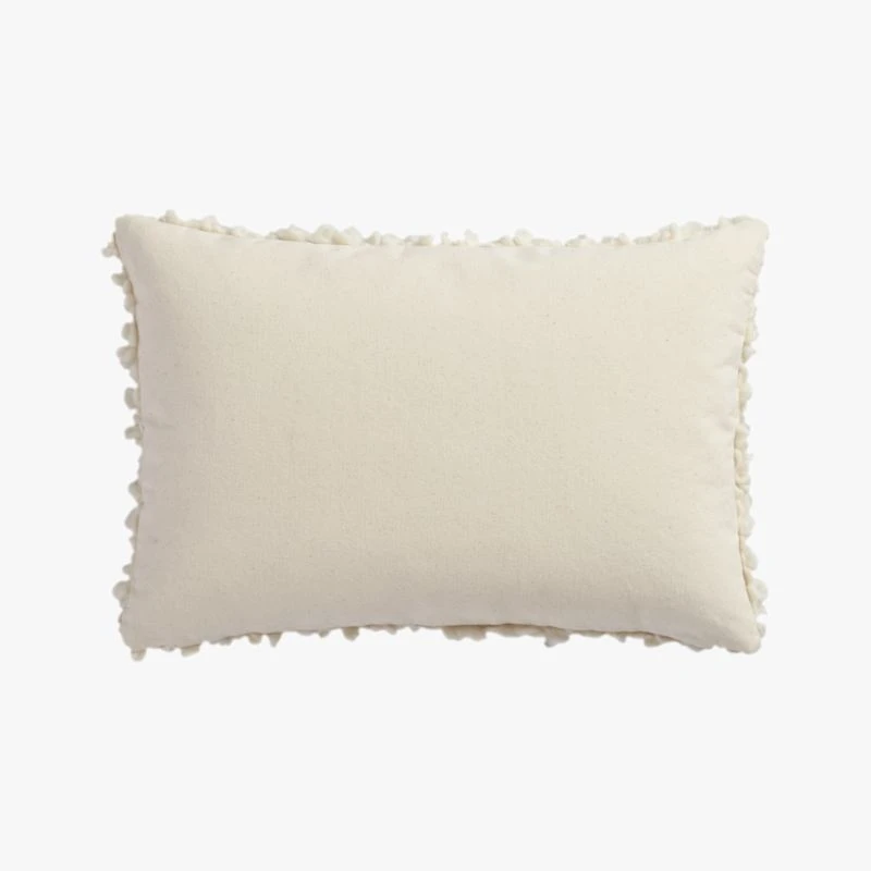 Toodle White Wool Throw Pillow With Down-Alternative Insert 18"x12" 4 Toodle White Wool Throw Pillow With Down-Alternative Insert 18"x12" - Image 2