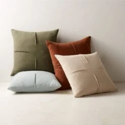 Tuck Green Linen Throw Pillow With Down-Alternative Insert 20'' 9 Tuck Green Linen Throw Pillow With Down-Alternative Insert 20'' -Home Store TuckLinenPillowGroupFHF23