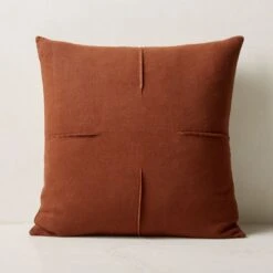 Tuck Brown Linen Throw Pillow With Down-Alternative Insert 20''