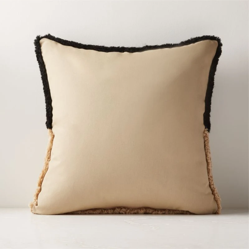 Two-Tone Sheepskin Fur Throw Pillow With Feather-Down Insert 20" 4 Two-Tone Sheepskin Fur Throw Pillow With Feather-Down Insert 20" - Image 2