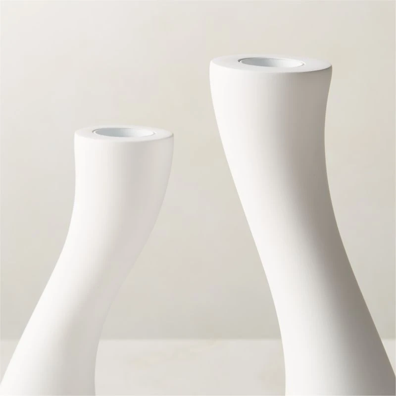 Uri Matte White Cement Taper Candle Holder 5 Uri Matte White Cement Taper Candle Holder - Image 3