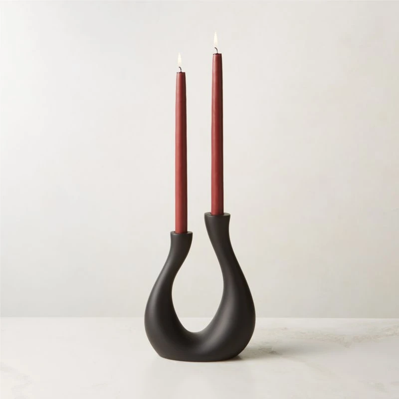 Uri Matte Black Cement Taper Candle Holder 4 Uri Matte Black Cement Taper Candle Holder - Image 2