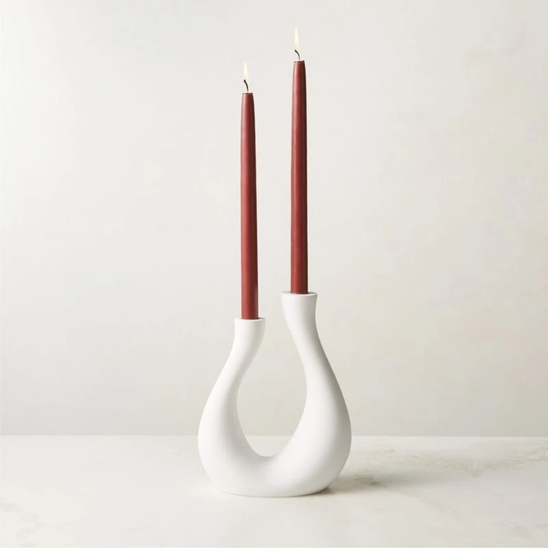 Uri Matte White Cement Taper Candle Holder 4 Uri Matte White Cement Taper Candle Holder - Image 2