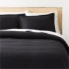 Valencea Organic Cotton Ribbed Black Duvet Cover And Pillow Shams 2 Valencea Organic Cotton Ribbed Black Duvet Cover And Pillow Shams -Home Store ValenceaRdOgCtnBkFQDvtCvSHF23