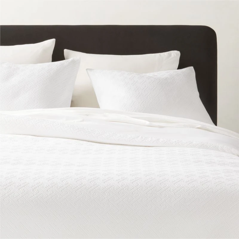 Varra Organic Cotton Jacquard White Duvet Cover And Pillow Shams 3 Varra Organic Cotton Jacquard White Duvet Cover And Pillow Shams