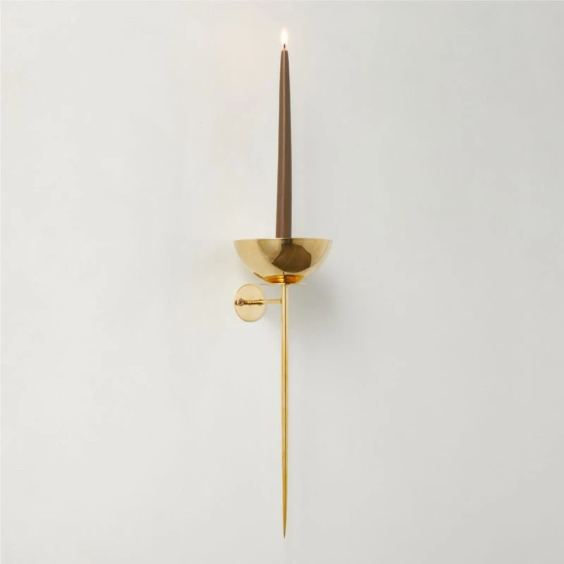 Vela Unlaquered Brass Wall Sconce Taper Candle Holder 4 Vela Unlaquered Brass Wall Sconce Taper Candle Holder - Image 2