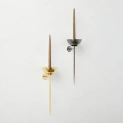 Vela Unlaquered Brass Wall Sconce Taper Candle Holder 9 Vela Unlaquered Brass Wall Sconce Taper Candle Holder -Home Store VelaUnldCandleSconceGrpFHS23 1