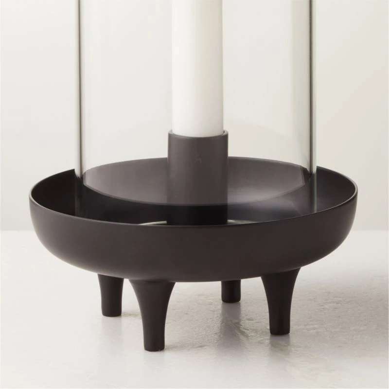 Vetro Matte Black Stainless Steel And Glass Hurricane Candle Holder 5 Vetro Matte Black Stainless Steel And Glass Hurricane Candle Holder - Image 3
