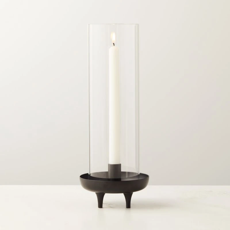 Vetro Matte Black Stainless Steel And Glass Hurricane Candle Holder 4 Vetro Matte Black Stainless Steel And Glass Hurricane Candle Holder - Image 2