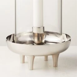 Vetro Polished Stainless Steel And Glass Hurricane Candle Holder 8 Vetro Polished Stainless Steel And Glass Hurricane Candle Holder -Home Store VetroSSTaperHrrcnAV2SHF22