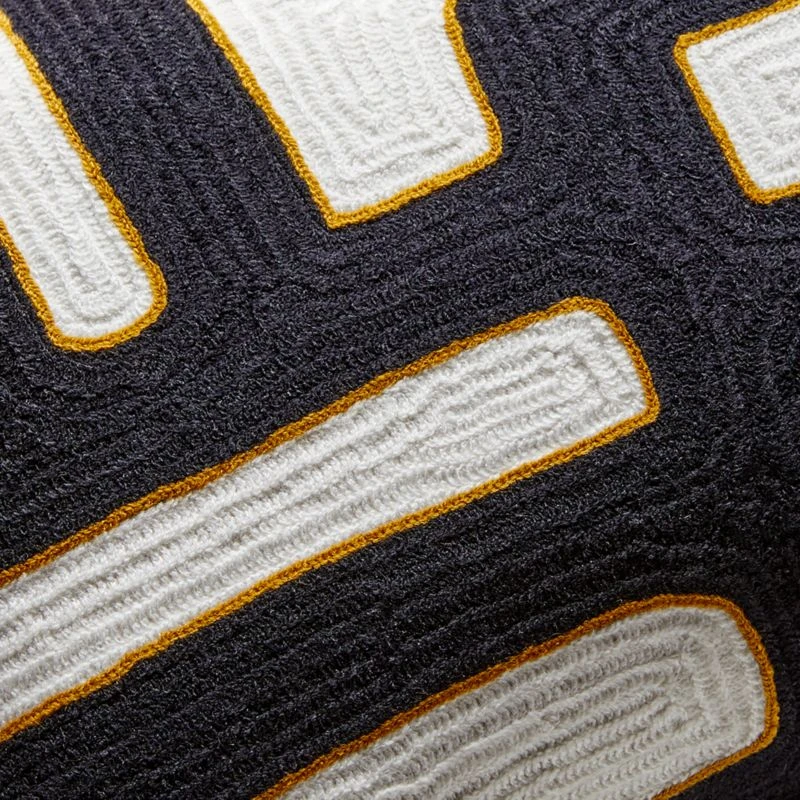 Vitali Embroidered Black And White Throw Pillow With Down-Alternative Insert 23''x11'' 5 Vitali Embroidered Black And White Throw Pillow With Down-Alternative Insert 23''x11'' - Image 3