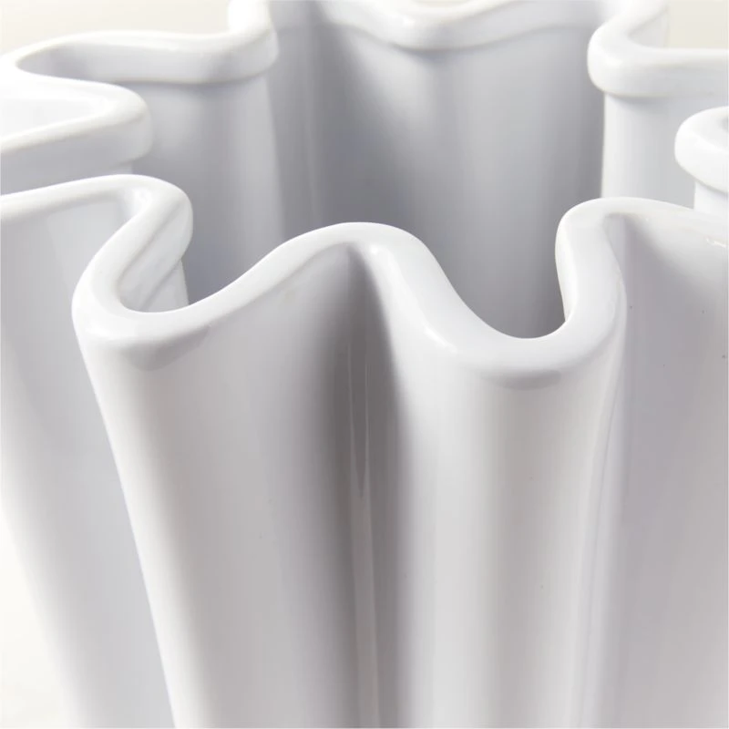 Vix Fluted White Ceramic Vase 5 Vix Fluted White Ceramic Vase - Image 3